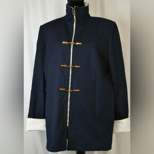 St John Sport Navy Jacket Size large Gold Snaps